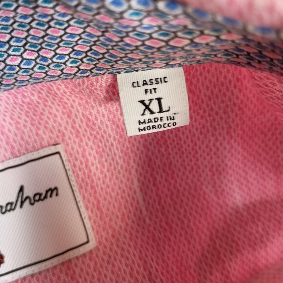 Robert Graham Men's XL Pink Brixton Linen Blend Classic Fit Flip Cuff Shirt - Picture 12 of 15